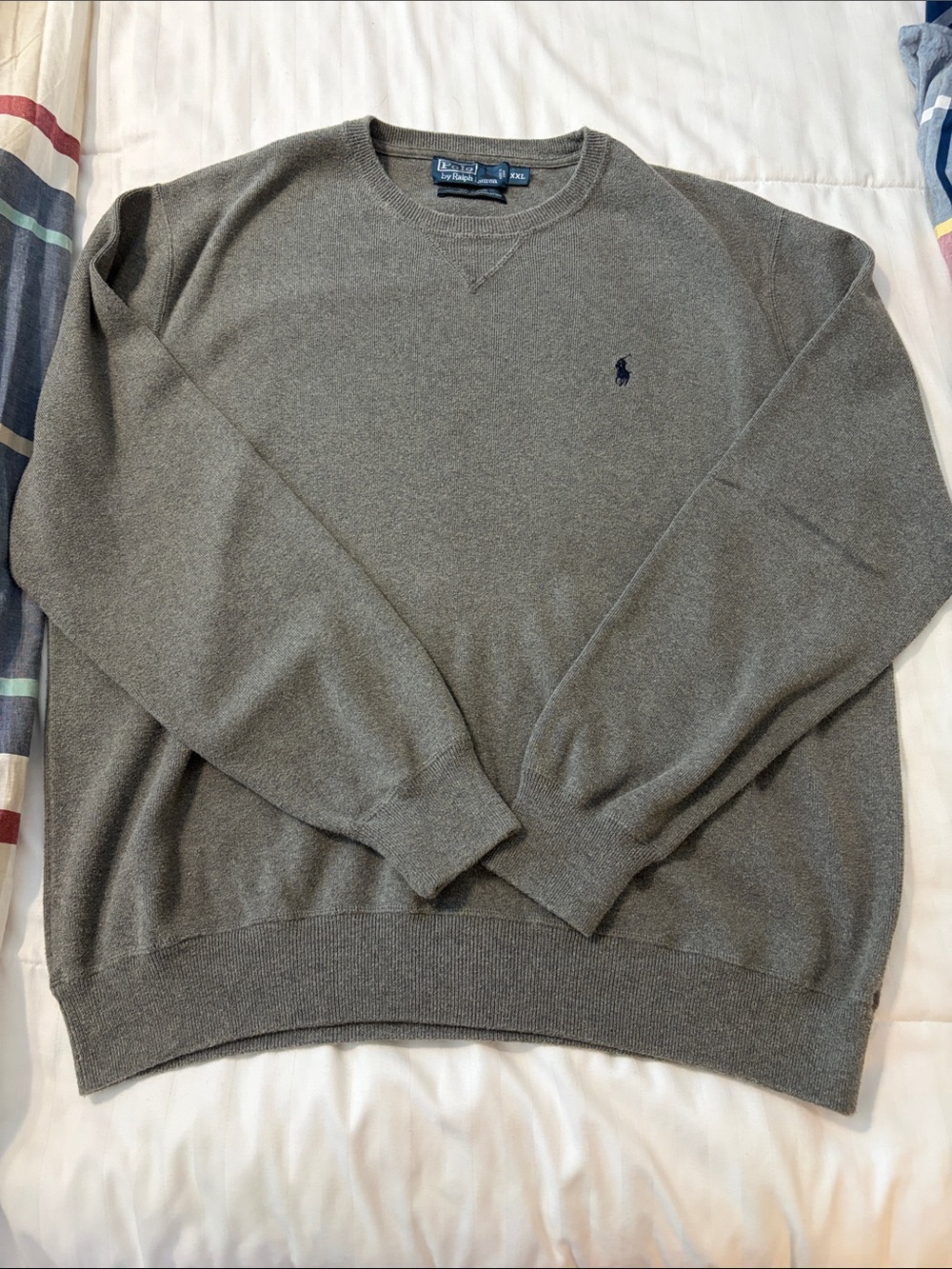 Polo by Ralph Lauren Men's Crewneck Sweater in Heather Gray with Navy Pony
